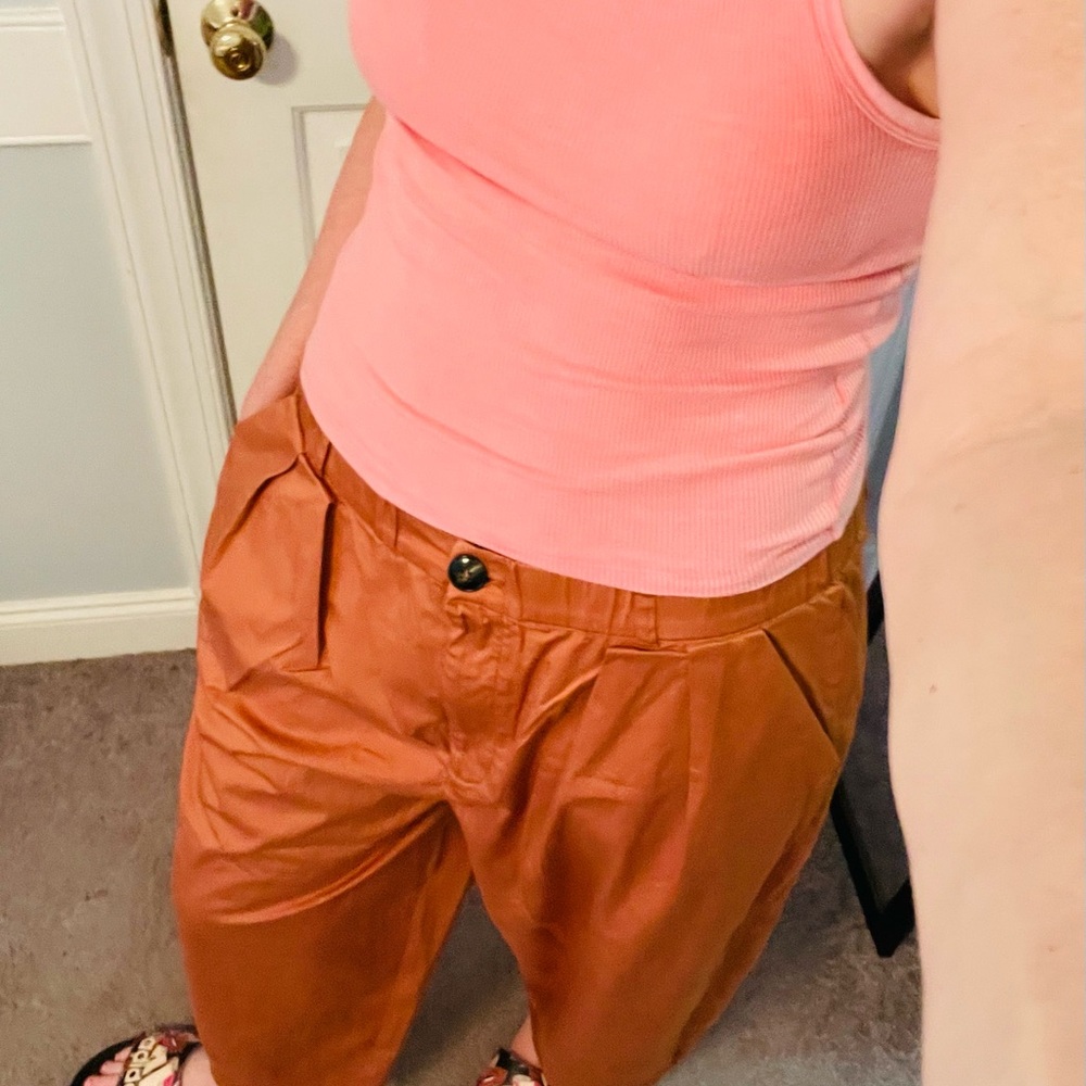 Maeve Rust Orange Pleated Barrel Leg Trousers